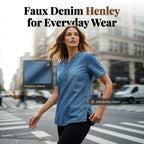 Women's Breathable Casual Denim Look Top