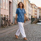 Women's Breathable Casual Denim Look Top