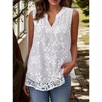 📢📢40% OFF⏰Women's Chic Floral Lace Sleeveless Shirt