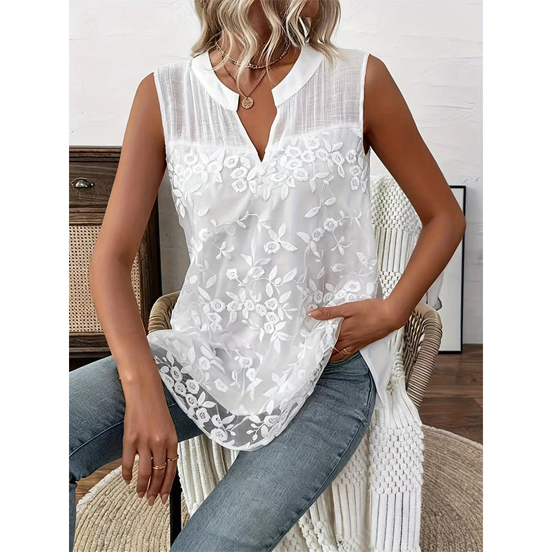 📢📢40% OFF⏰Women's Chic Floral Lace Sleeveless Shirt