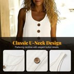 🌸Women's Solid Color U-Neck Sleeveless Cotton Linen Dress - Lightweight. Breezy & Ridiculously Comfy 💛
