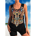 🏖️ 50% OFF! ✨ Sporty Two-Piece Bathing Suit – Criss-Cross Neck. Boy Shorts. Quick-Dry 🏄‍♀️