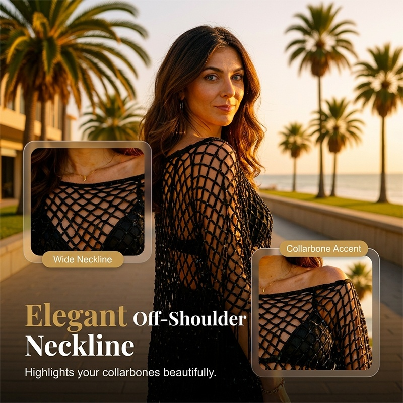 🏆 Last Day Special Price £9.99! 💐Summer Metallic Crochet Cover-Up – Lightweight. Flowy & Effortlessly Stylish summer outfit