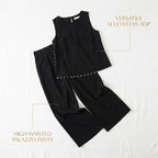 👗 50% OFF NOW! 🌸 Women's Sleeveless Top & Wide-Leg Pants Suit – Lace Trim. Flowy & 2-Piece Elegant Set – Perfect for Summer Days ☀️