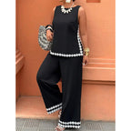 👗 50% OFF NOW! 🌸 Women's Sleeveless Top & Wide-Leg Pants Suit – Lace Trim. Flowy & 2-Piece Elegant Set – Perfect for Summer Days ☀️