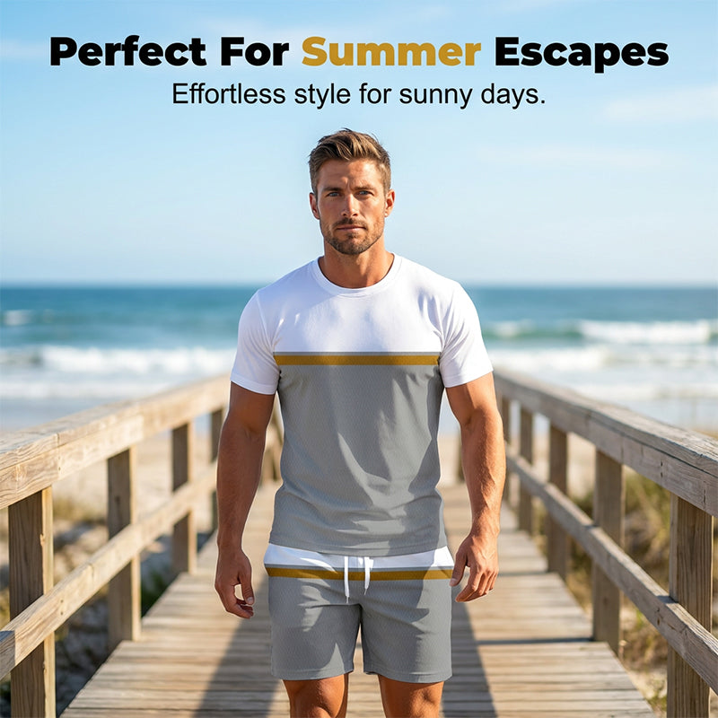 👕Men's Summer Color-Block Sportswear Set☀️