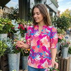 🌸 50% OFF NOW! 🌸Women's Boho V-Neck Puff Sleeve Blouse | Floral Print Dressy Casual Top for Office & Weekend Wear