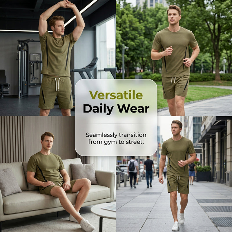 🔥50% OFF!🔥 Men's Waffle Knit T-Shirt & Shorts Set ✈️Free Shipping