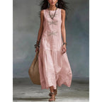 Women's Sleeveless Dragonfly Print Loose Fit Dress