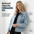 Women's Loose Floral Lace Patchwork Denim Jacket