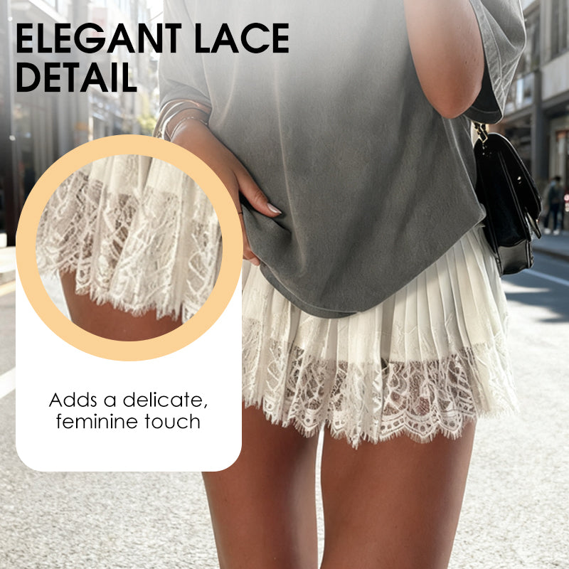 🔥Summer Bestseller🔥Chic Pleated Lace Trim Mini Skirt