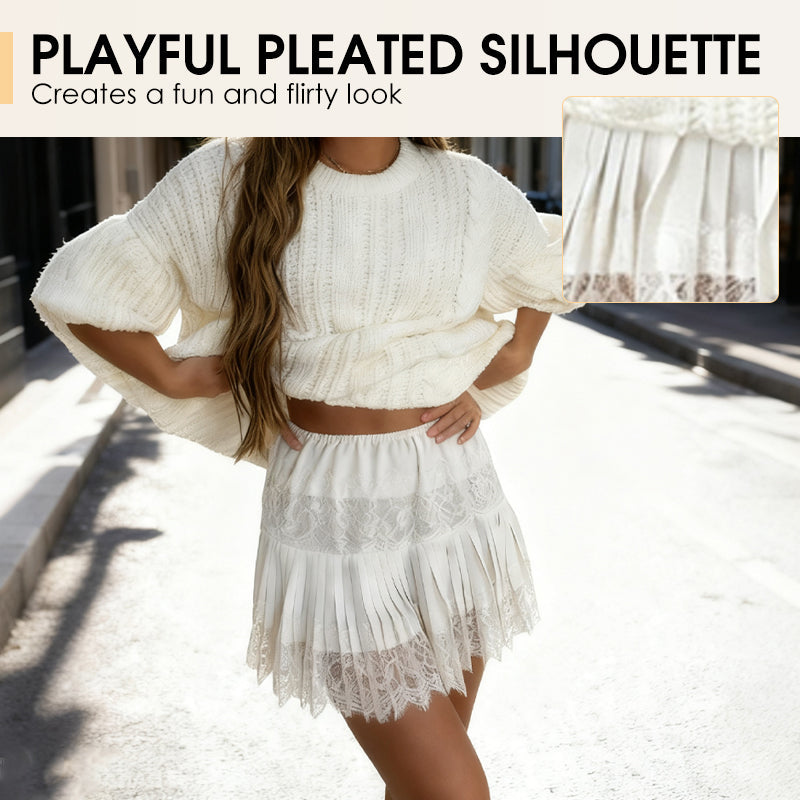🔥Summer Bestseller🔥Chic Pleated Lace Trim Mini Skirt