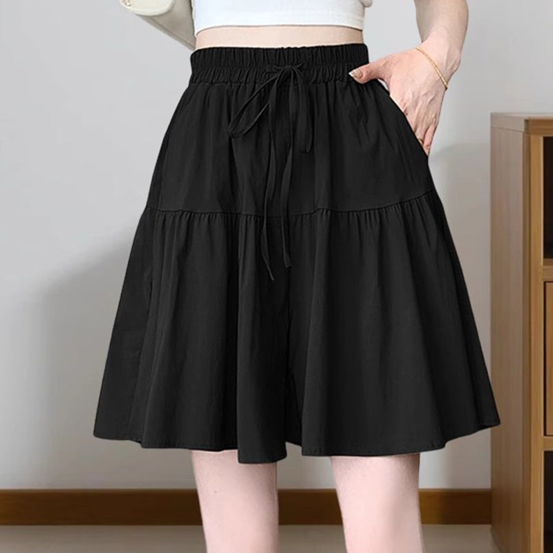 👗🏃Women High Waist Skirt Pants Wide Leg Ruffle Culottes
