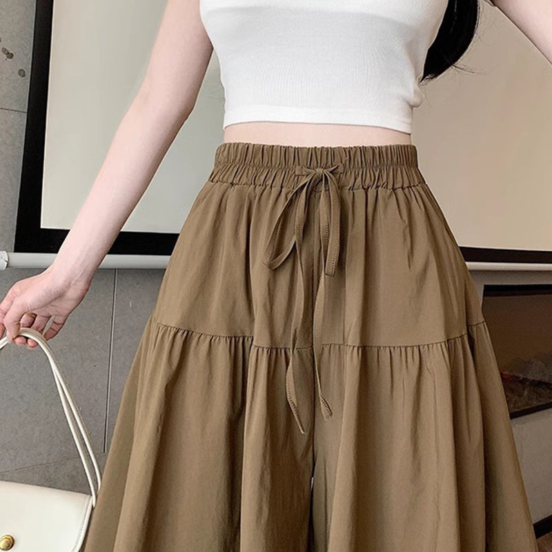 👗🏃Women High Waist Skirt Pants Wide Leg Ruffle Culottes