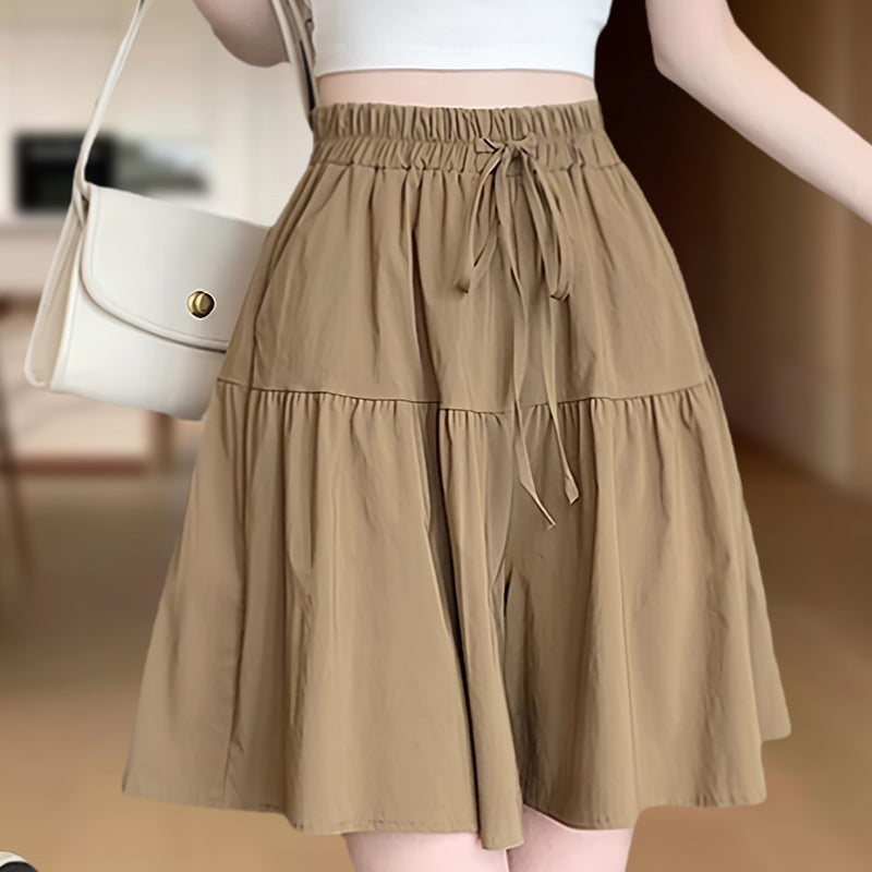 👗🏃Women High Waist Skirt Pants Wide Leg Ruffle Culottes