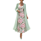 Women's Elegant Two-Piece Floral Dress Set