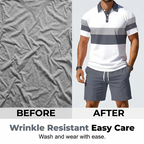 🔥Men's Short Sleeve Casual Set. Summer Beach Fashion Sport Wear. Plaid Pattern. Slim-Fitting. Above the Knee