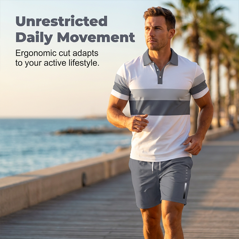 🔥Men's Short Sleeve Casual Set. Summer Beach Fashion Sport Wear. Plaid Pattern. Slim-Fitting. Above the Knee