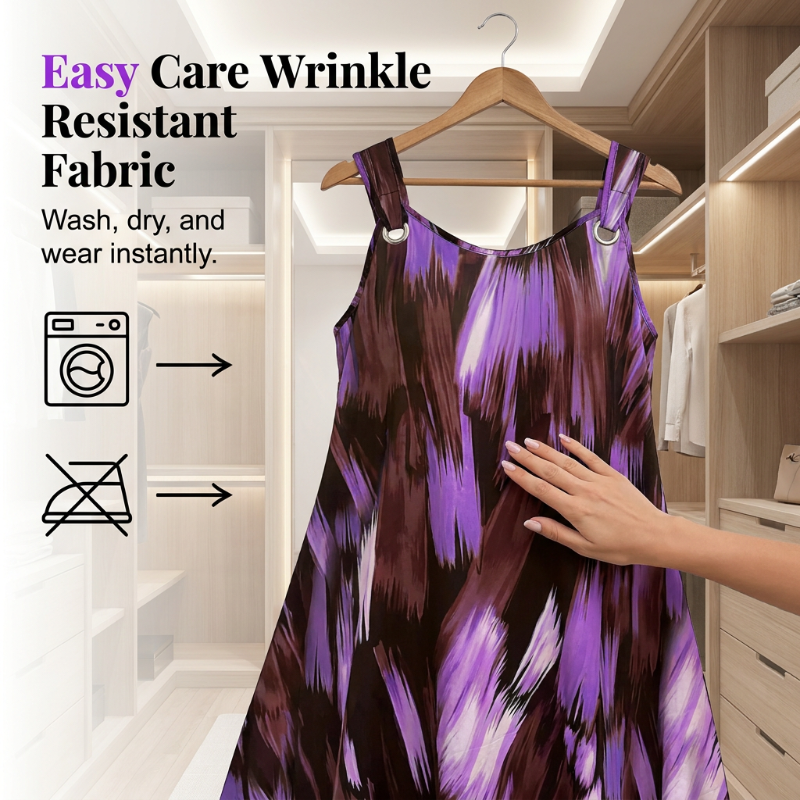 ⏳Time-Limited Special⏰ Elegant Gradient Print Sleeveless Dress – Asymmetrical Hem. O-Ring Straps. Flowy ✨