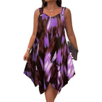 ⏳Time-Limited Special⏰ Elegant Gradient Print Sleeveless Dress – Asymmetrical Hem. O-Ring Straps. Flowy ✨