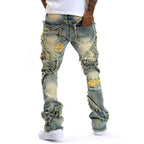 👖 Men's Deconstructed Frayed Flare Jeans — Raw Seams. Relaxed Fit. Streetwear Edge