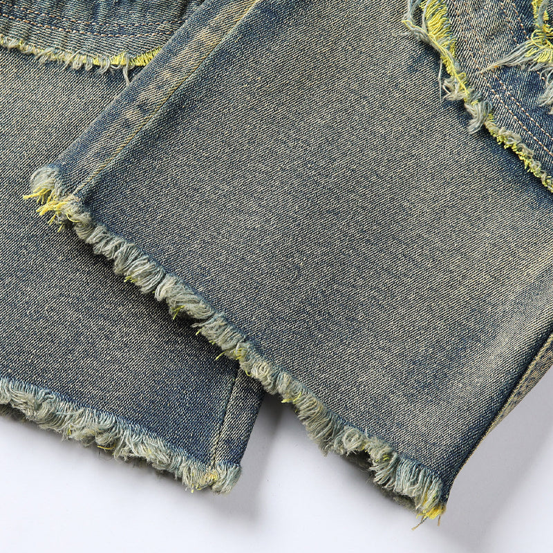 👖 Men's Deconstructed Frayed Flare Jeans — Raw Seams. Relaxed Fit. Streetwear Edge