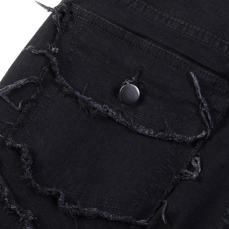 👖 Men's Deconstructed Frayed Flare Jeans — Raw Seams. Relaxed Fit. Streetwear Edge