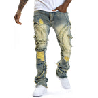 👖 Men's Deconstructed Frayed Flare Jeans — Raw Seams. Relaxed Fit. Streetwear Edge