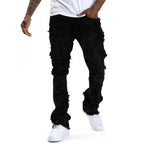 👖 Men's Deconstructed Frayed Flare Jeans — Raw Seams. Relaxed Fit. Streetwear Edge