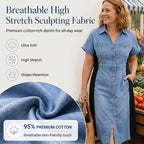 ⌛Limited-time offer-Denim Dress Slimming Contrast Color Midi Dress