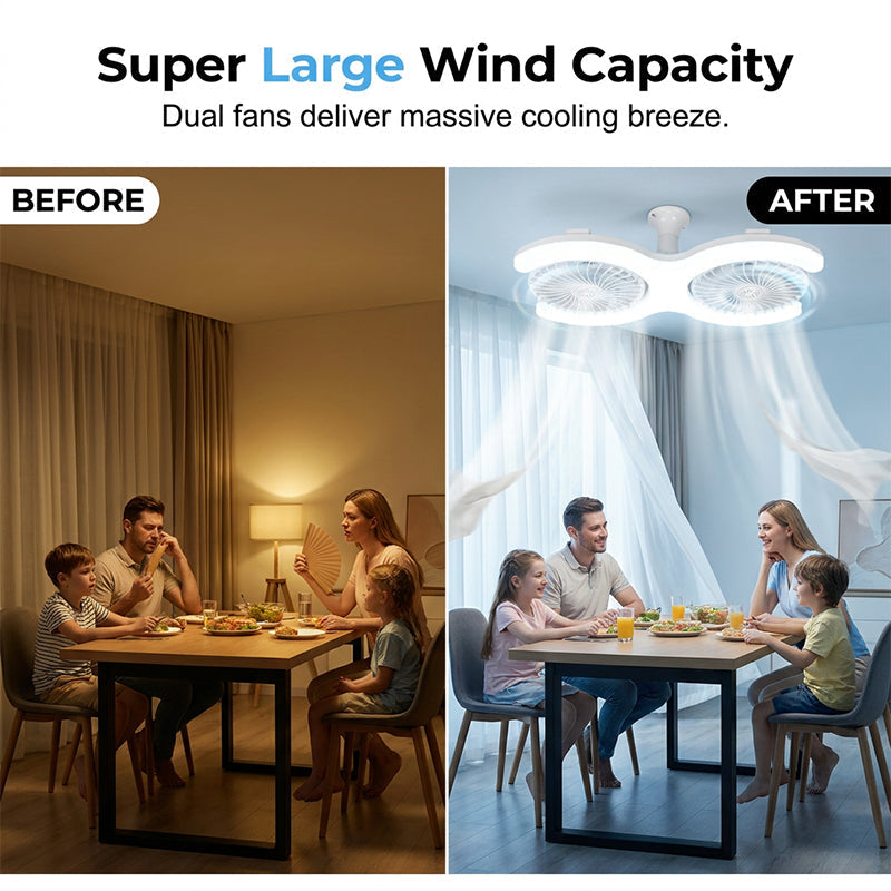 💡🌀 50% OFF! Double-head LED ceiling fan with light – 2 independent heads. 3 speeds. and remote control – Perfect for large rooms ✨