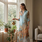 👗 LIMITED-TIME 50% OFF! ✨ Elegant Retro Print Maxi Dress – V-Neck Button-Down. Flowy Silhouette. Boho Chic 🌸