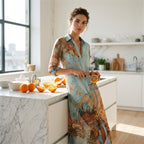 👗 LIMITED-TIME 50% OFF! ✨ Elegant Retro Print Maxi Dress – V-Neck Button-Down. Flowy Silhouette. Boho Chic 🌸