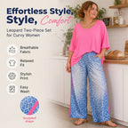 Women's Loose Top & Leopard Print Pants Set