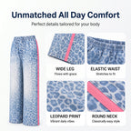 Women's Loose Top & Leopard Print Pants Set