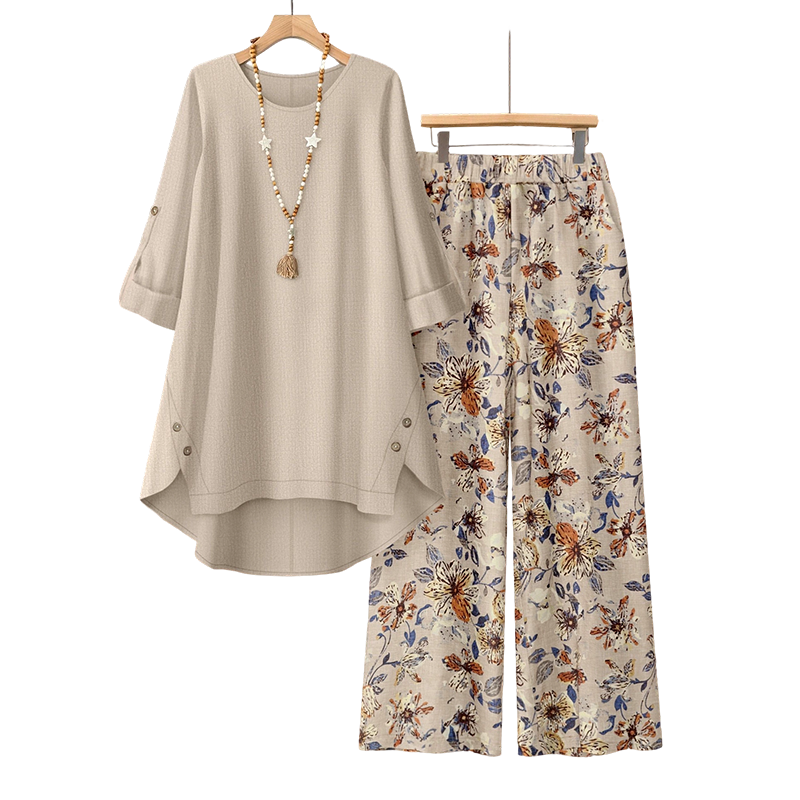 👚 50% OFF NOW! 🌿 Women's Cotton Linen Half Sleeve Top ＆ Pants Set – Breathable & lightweight – Perfect for summer. office or casual days – relaxed fit with natural texture 🌸✨