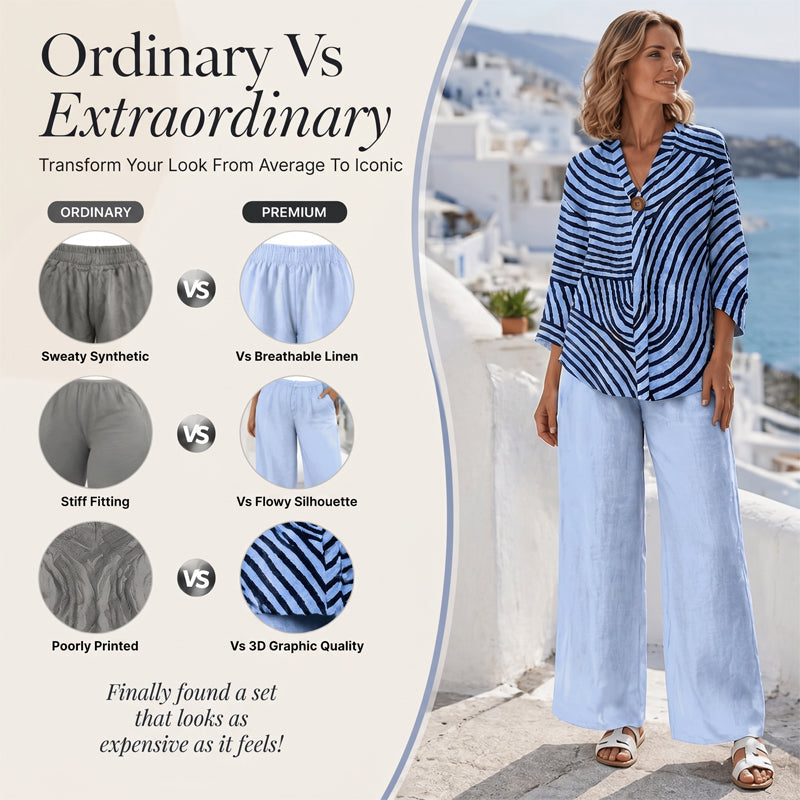 👕Women's Summer Striped 2-Piece Set - Throw On - Look Stylish Instantly☀️