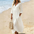 Women's V-Neck 3/4 Sleeve Maxi Dress