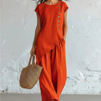 Women's Asymmetric Hem Top & Pants 2-Piece Set