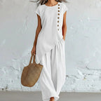 Women's Asymmetric Hem Top & Pants 2-Piece Set