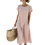 Women's Summer Round Neck Elegant Solid Color Dress