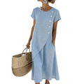 Women's Summer Round Neck Elegant Solid Color Dress