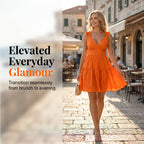 Women V Neck Ruffle Strap Summer Dress A Line Tiered Party Mini Dress