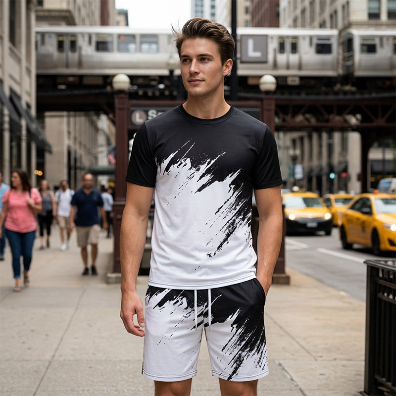 🌴 Dynamic Print Co-Ord Set for Men — Breezy Summer 2-Piece with Oversized Silhouette