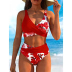 👙 Women's Floral Print High Waist Bikini Set