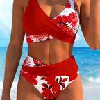 👙 Women's Floral Print High Waist Bikini Set