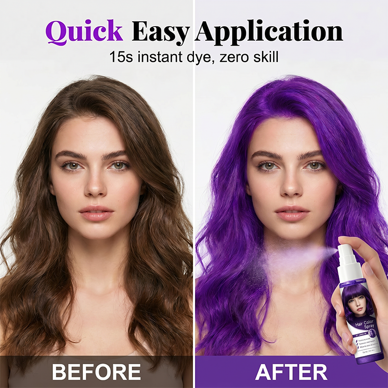 🥳2026 HOT SALE🥳💞50K+ SOLD!💨🌈 50% OFF! Temporary Hair Color Spray – Instant purple highlights. washable & gentle. No residue. no damage. Try a new look today! 🌟💜