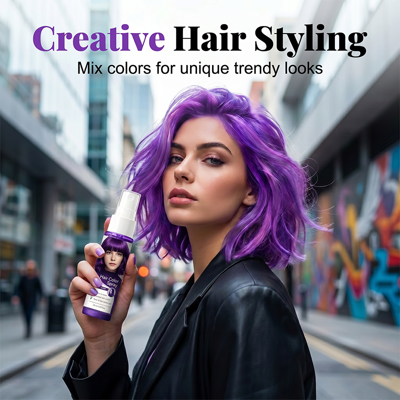 🥳2026 HOT SALE🥳💞50K+ SOLD!💨🌈 50% OFF! Temporary Hair Color Spray – Instant purple highlights. washable & gentle. No residue. no damage. Try a new look today! 🌟💜