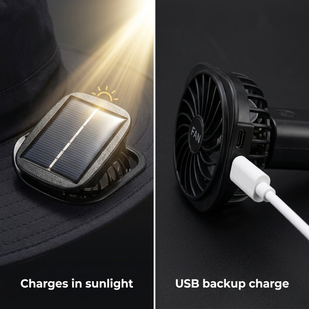 Stay Cool Under the Sun – Solar-Powered Fan Visor Hat ☀️❄️🧢