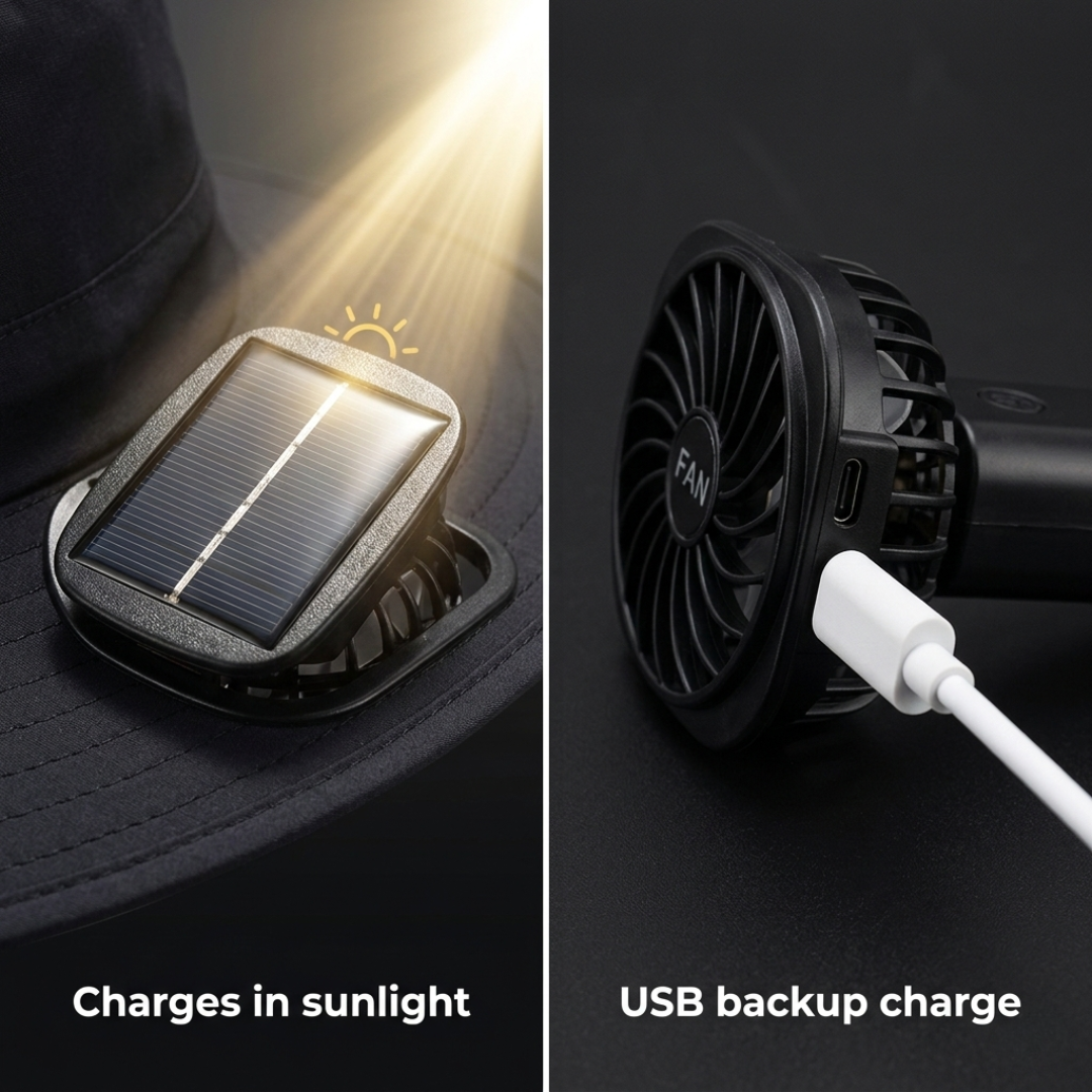 Stay Cool Under the Sun – Solar-Powered Fan Visor Hat ☀️❄️🧢